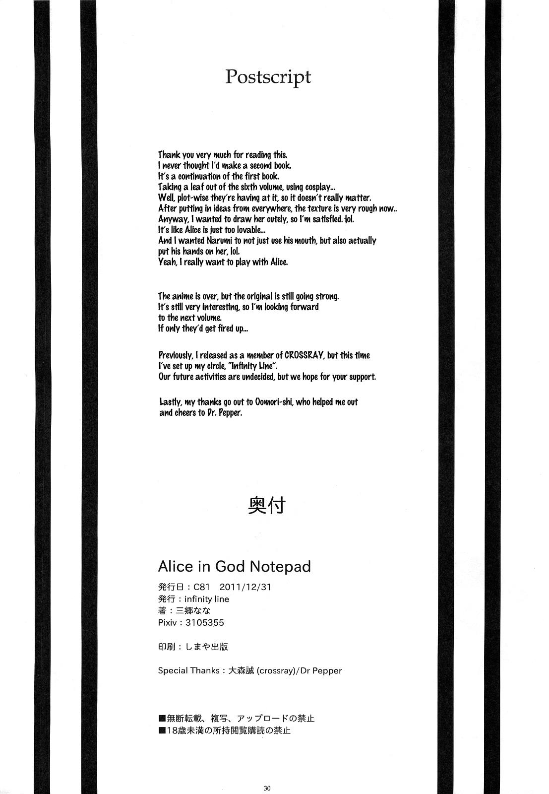 Alice in God Notepad 28