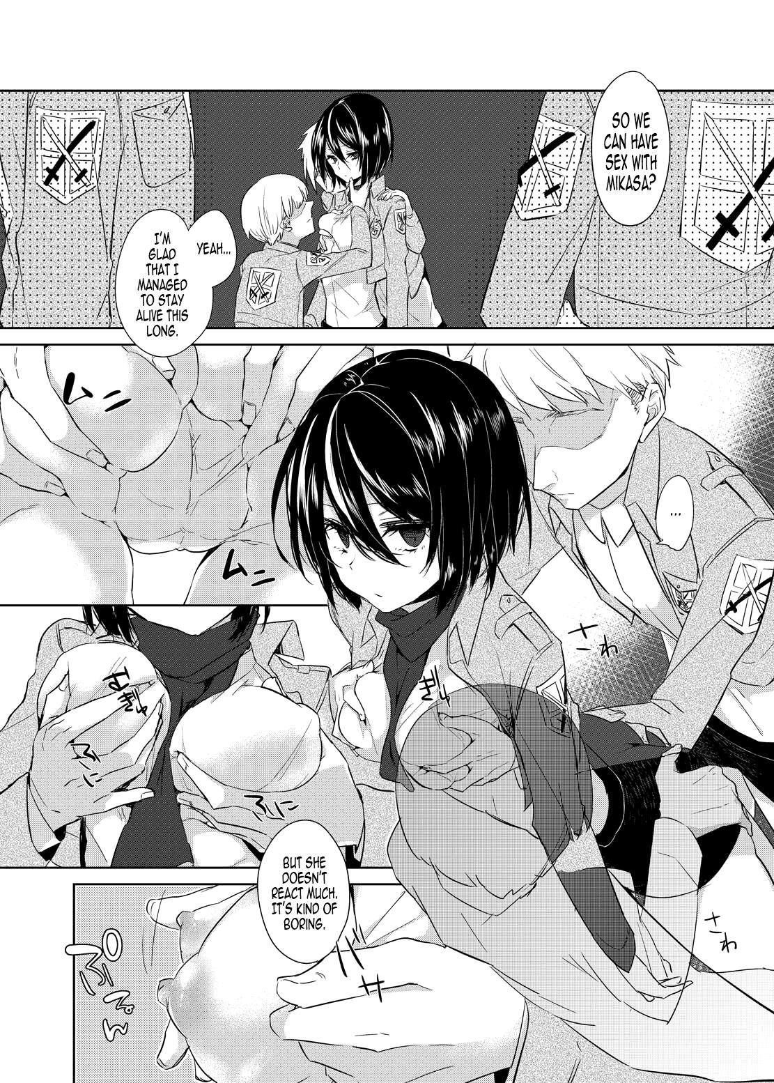 Gay Money Mikasa Choukyou Houkokusho | Mikasa's Training Report - Shingeki no kyojin Worship - Page 4