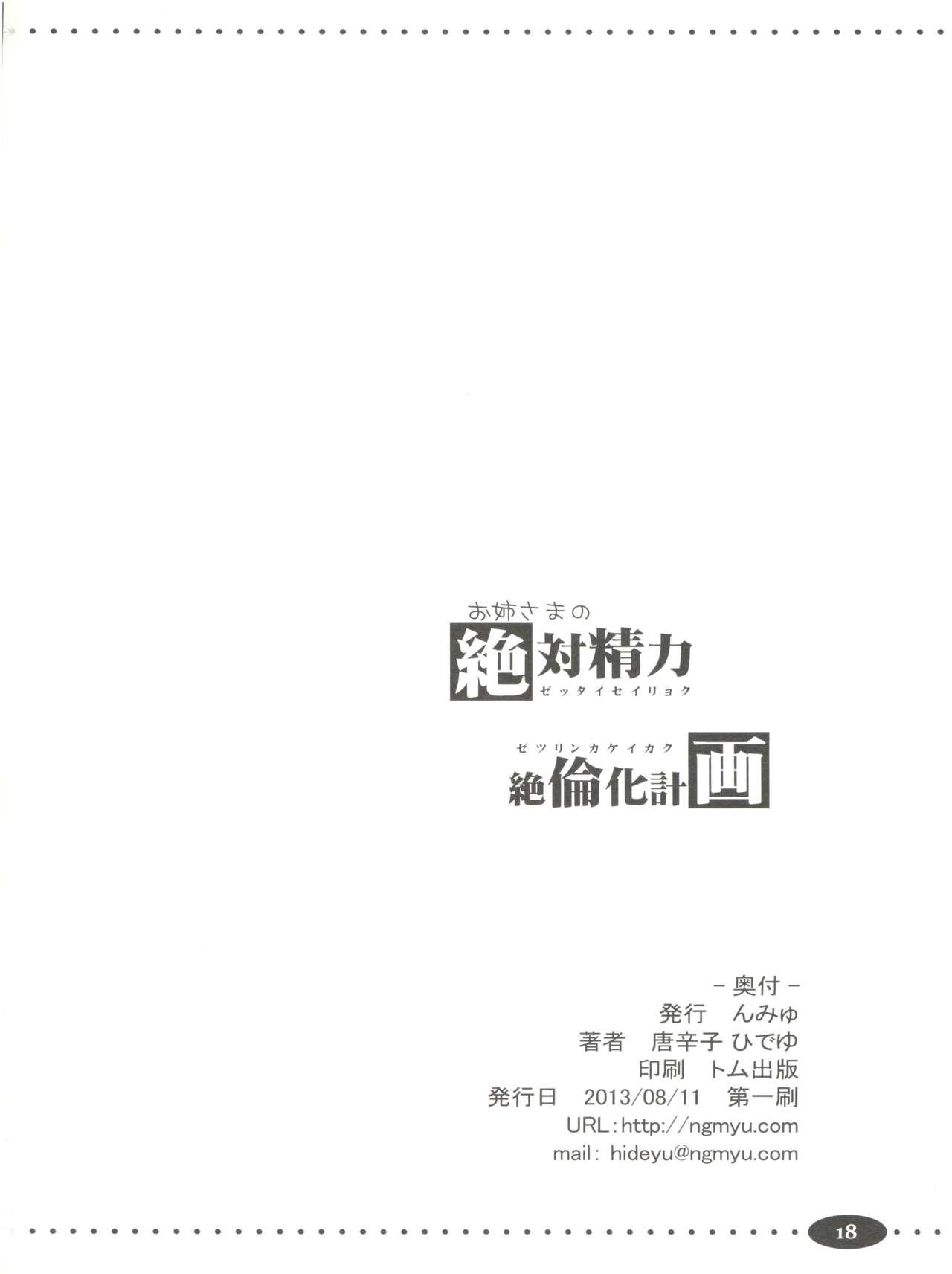 (C84) [Ngmyu (Tohgarashi Hideyu)] Onee-sama no Zettai Seiryoku Zetsurin-ka Keikaku (Toaru Majutsu no Index) 17