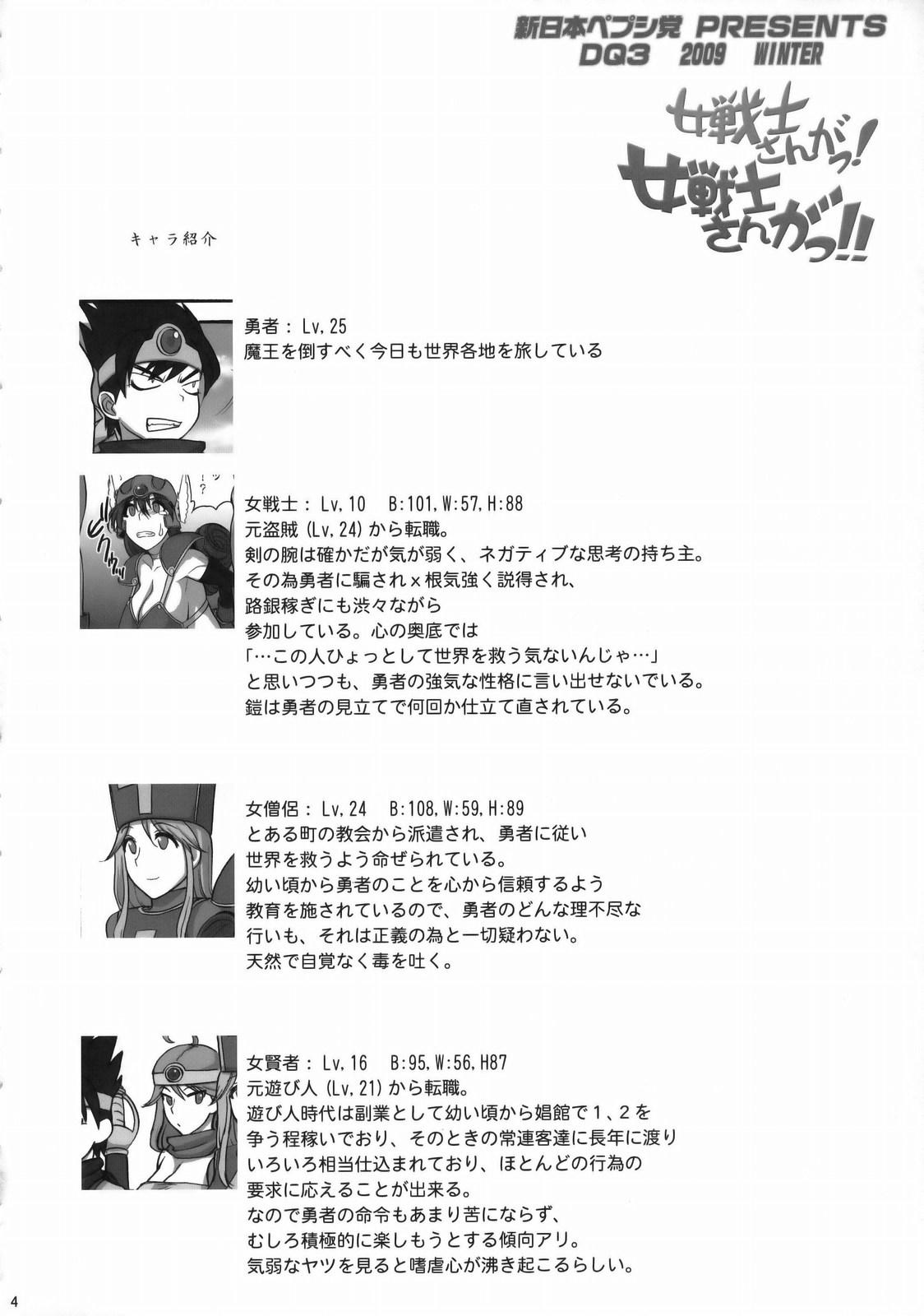 Hung (C77) [Shinnihon Pepsitou (St.germain-sal)] Onna Senshi-san ga! Onna Senshi-san ga!! Ver, 0.95 (Dragon Quest III) - Dragon quest iii Transvestite - Page 3